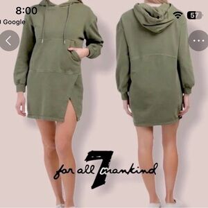 NWT 7 For All Mankind Hooded Garment Wash Dress Size L Large Olive Green NEW